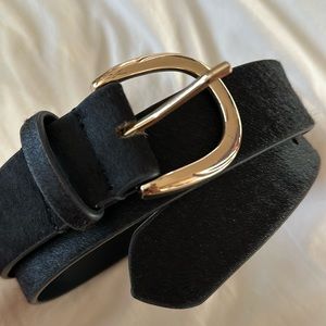Free People Genuine Leather Cowhide Belt - Black